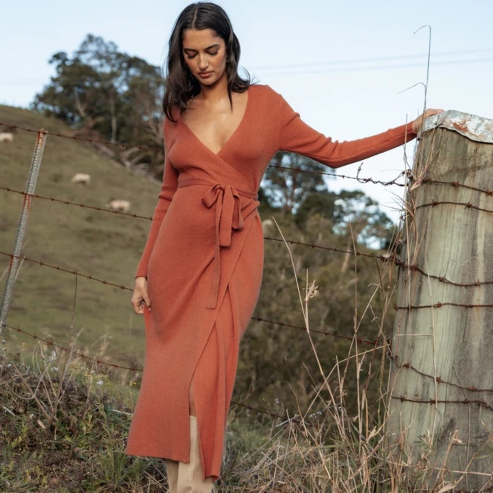 Burnt orange sweater dress